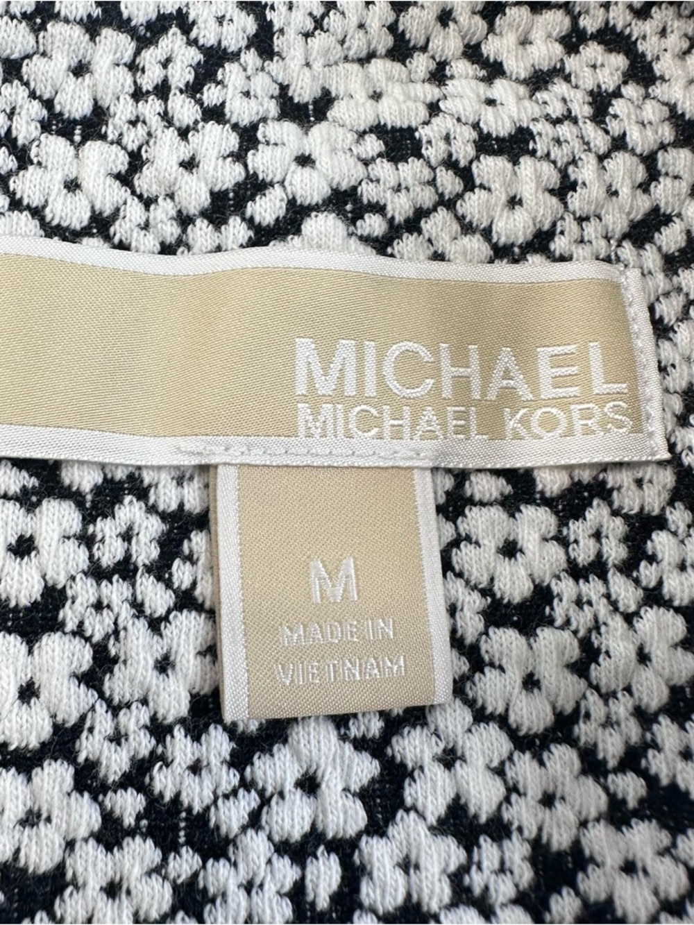 Michael Kors White and Black Floral Jacquard Print Cap-Sleeve Fit & Flare Mini M - Picture 9 of 14